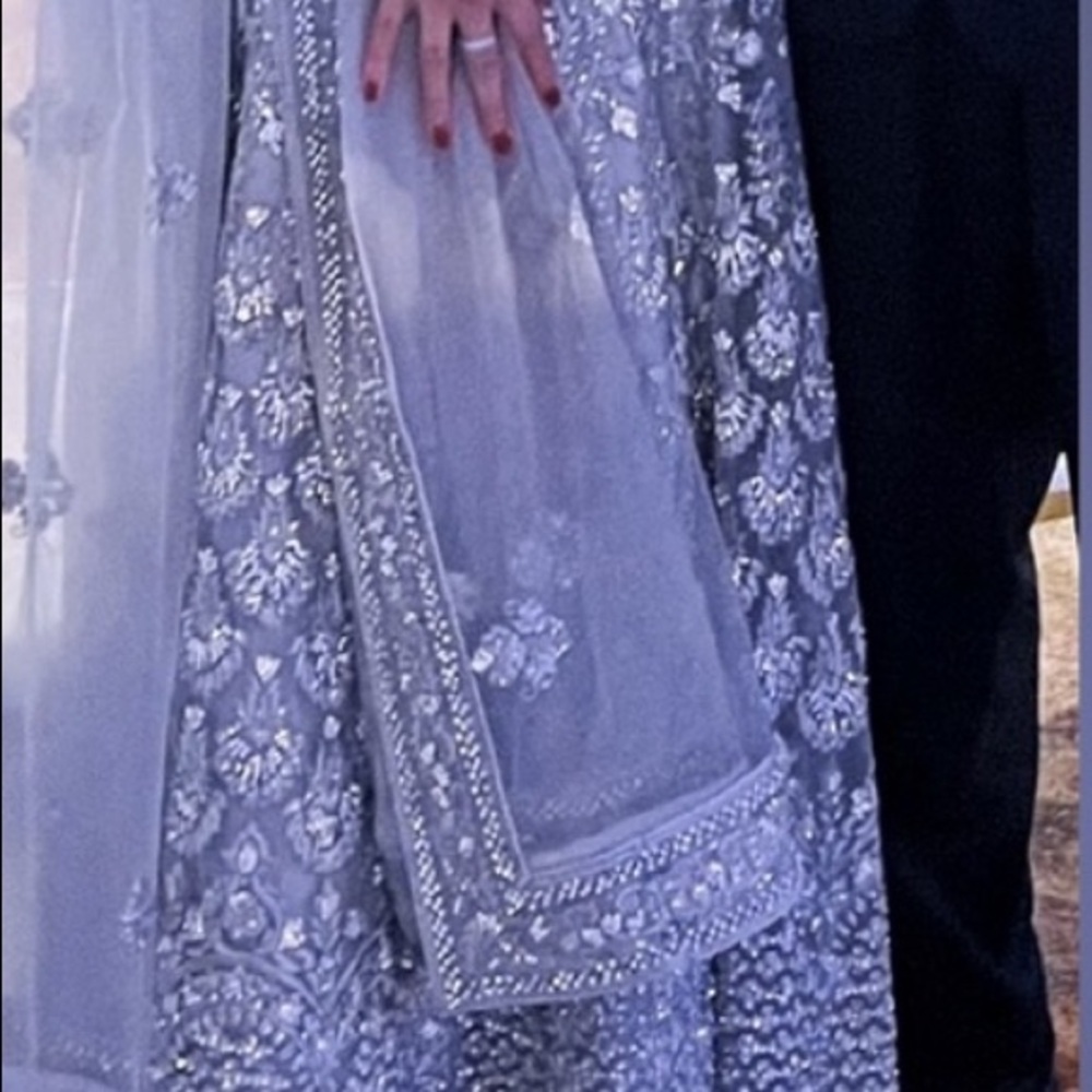 Silver/lavender lengha/dress covered in rhinestones!